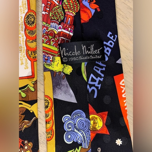 1990 Nicole Miller Silk Necktie Black Advertising Bottles of Russian‎ Vodka - Picture 3 of 6